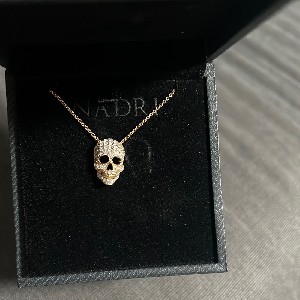 Nadri Gold Skull Pendant Necklace Edgy Elegance